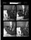 Man sitting on pointed object (4 Negatives) (April 1, 1958) [Sleeve 3, Folder d, Box 14]